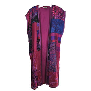 Vintage Patchwork Duster Colorful Sheer Swing Vest Maggie Shepherd Size Medium